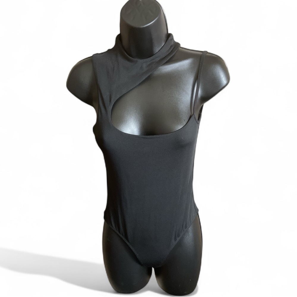 Princess Polly Sleek Black Asymmetrical Bodysuit